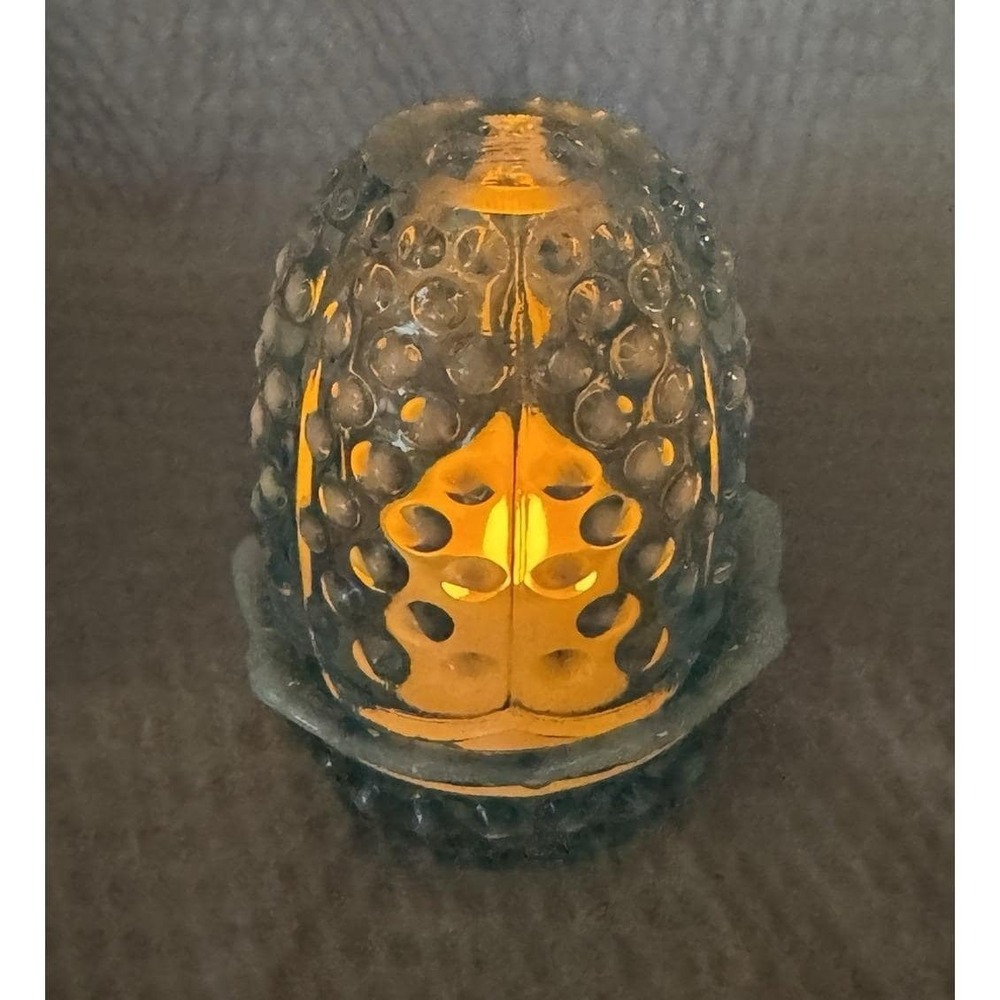 FENTON Stamped Blue Opalescent Hobnail Fairy Lamp 3608-BO Excellent Condition